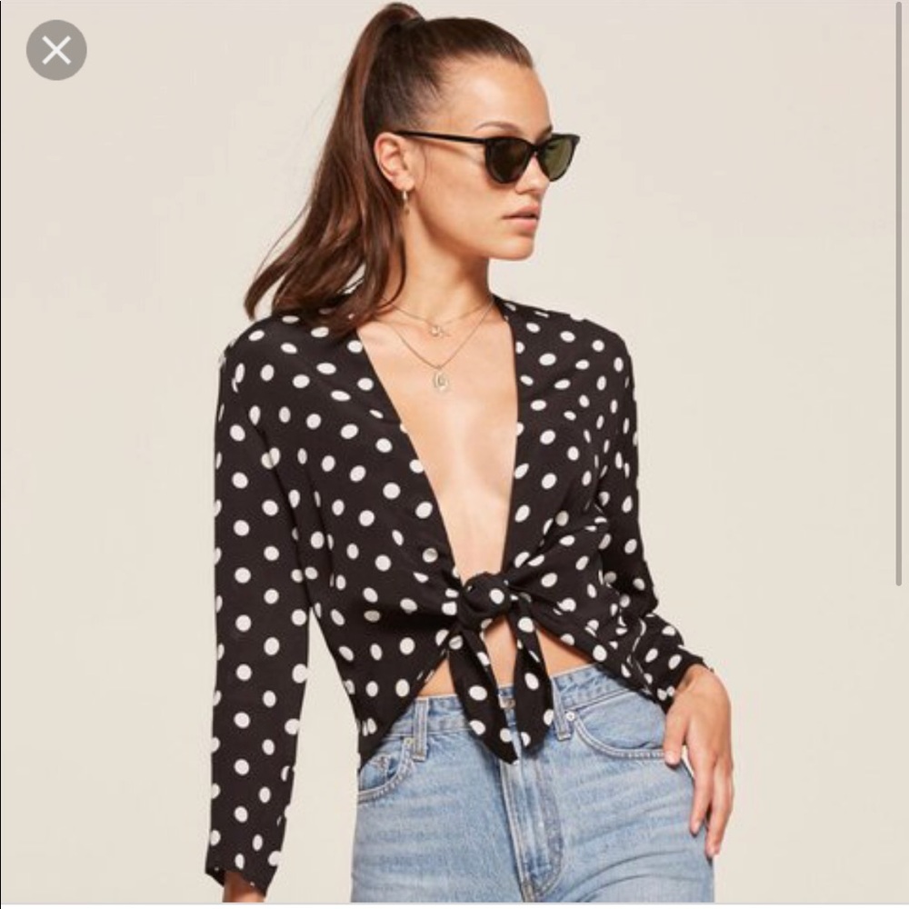 Reformation Polka Dot Tie Top